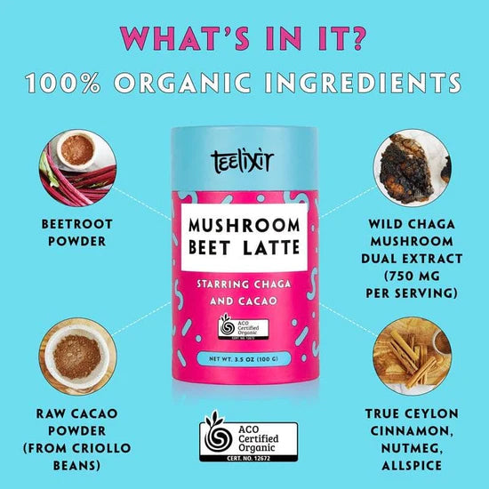 Mushroom Beet Latte with Chaga | made in Australia