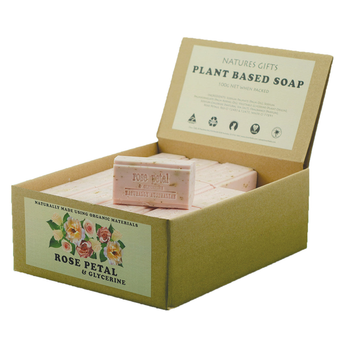 Plant Based Soap Rose Petal & Glycerine 100g - Made in Australia