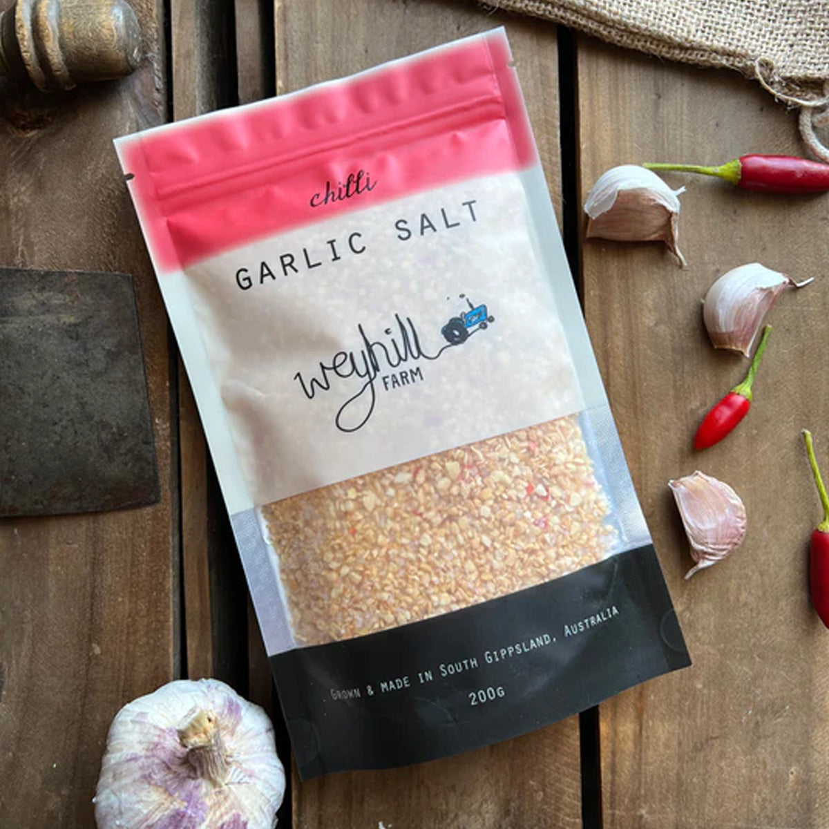 Chilli Garlic Salt 200g Pouch | made in South Gippsland