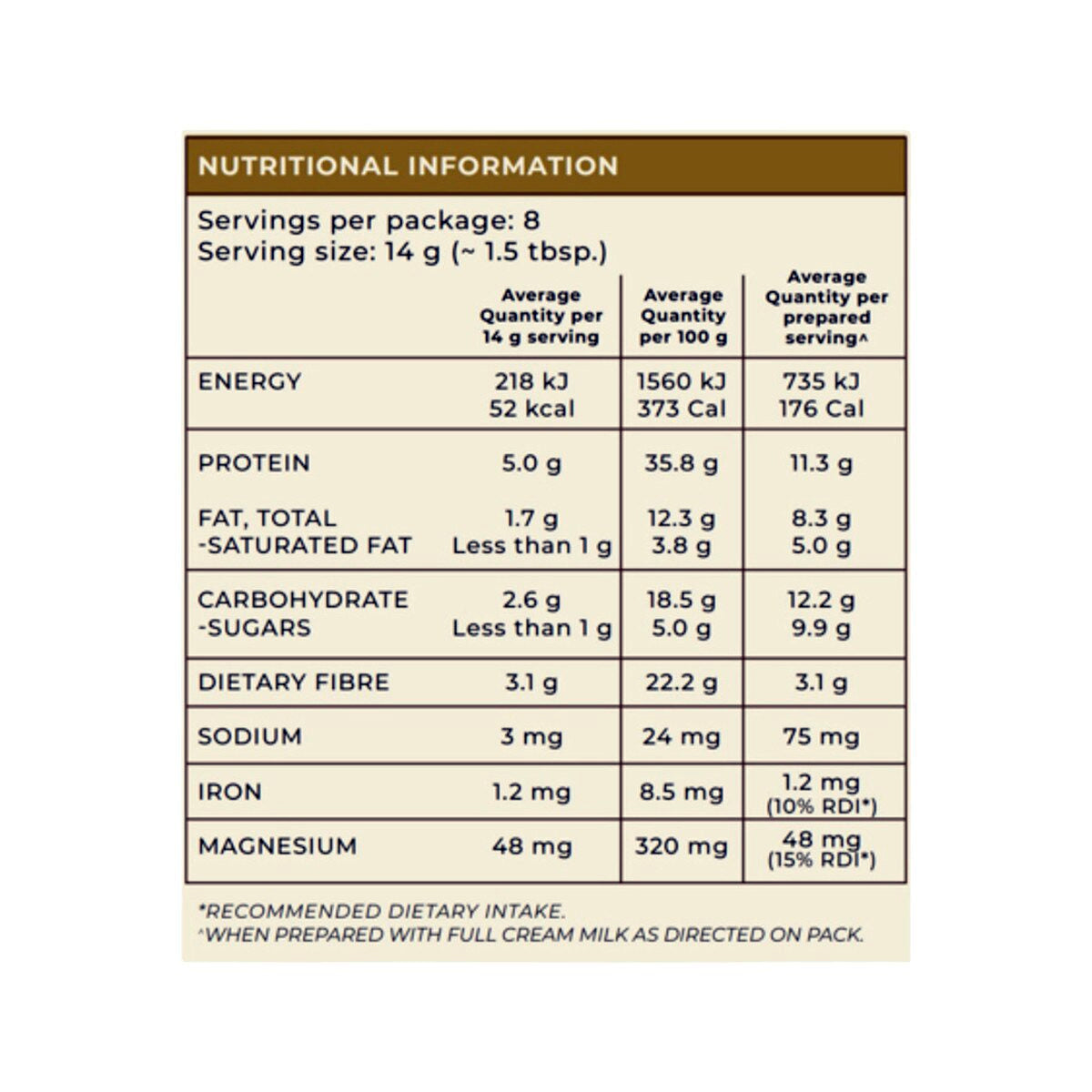 Hemp Foods Australia Drinking Chocolate Gut Health + Immune With Plant-Based Protein + Turmeric 112g | Packed in Australia