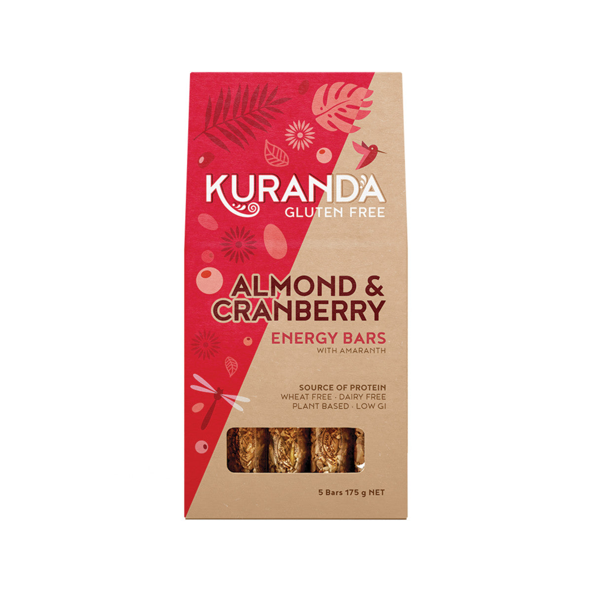 Gluten Free Energy Bars Almond & Cranberry 35g x 5 Pack | made in Australia