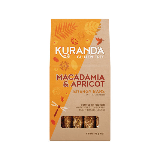 (SALE Best Before 30/05/2024) Gluten Free Energy Bars Macadamia & Apricot 35g x 5 Pack | made in Australia