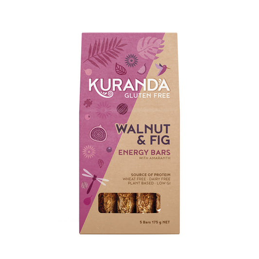 (SALE Best Before 30/06/2024) Gluten Free Energy Bars Walnut & Fig 35g x 5 Pack | made in Australia