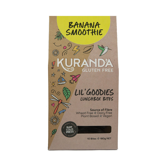 Gluten Free Lil' Goodies Lunchbox Bites Banana Smoothie 18g x 10 Pack | made in Australia