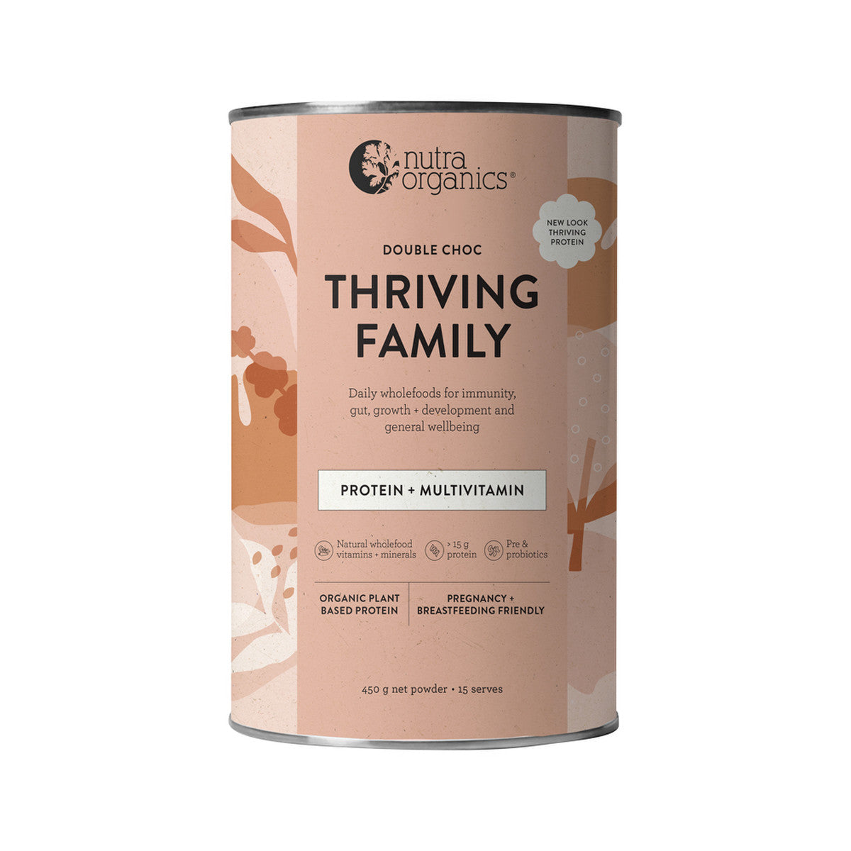 Organic Thriving Family Protein (Protein + Multivitamin) Double Choc 450g | made in Melbourne