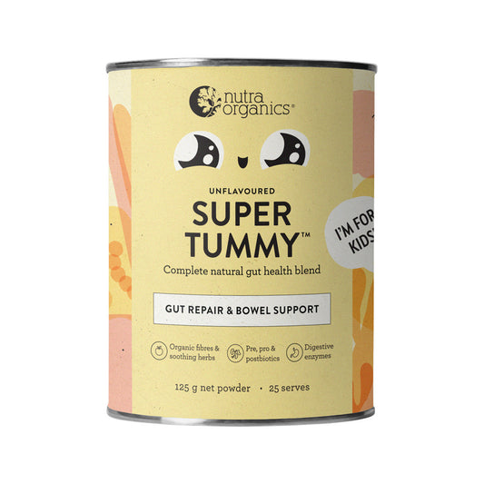 Nutra Organics Organic Super Tummy (Gut Repair & Bowel Support) Unflavoured 125g | made in Australia