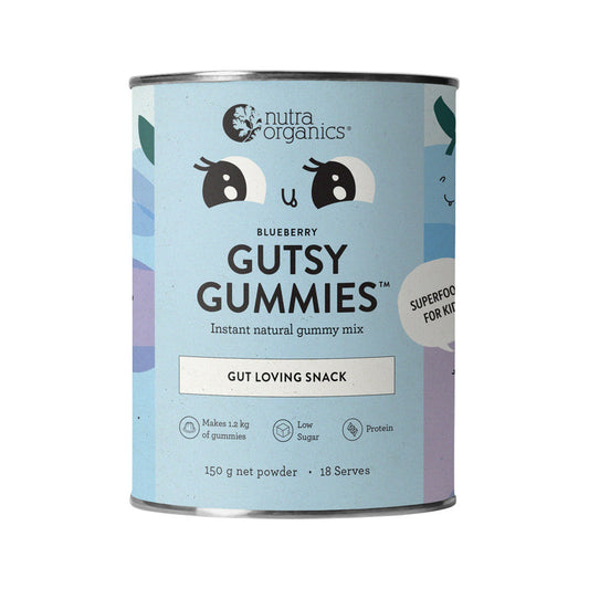 Nutra Organics Gutsy Gummies (Gut Loving Snack) Blueberry 150g | made in Australia