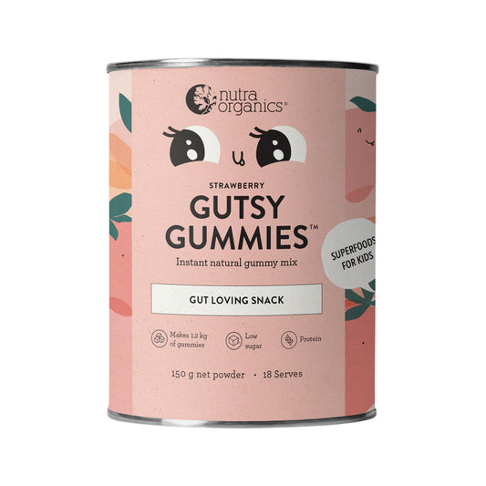 Nutra Organics Gutsy Gummies (Gut Loving Snack) Strawberry 150g | made in Australia