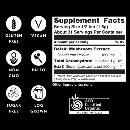 Reishi Mushroom Certified Organic Dual Extract | packaged in Melbourne