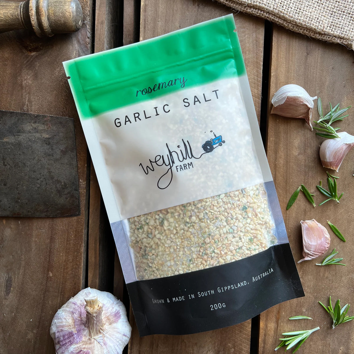 Rosemary Garlic Salt 200g Pouch | made in South Gippsland