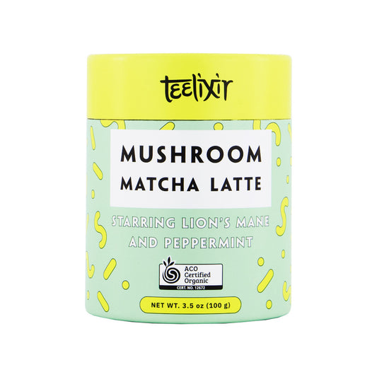 Teelixir Organic Mushroom Matcha Latte (Starring Lion's Mane and Peppermint) 100g | made in Australia