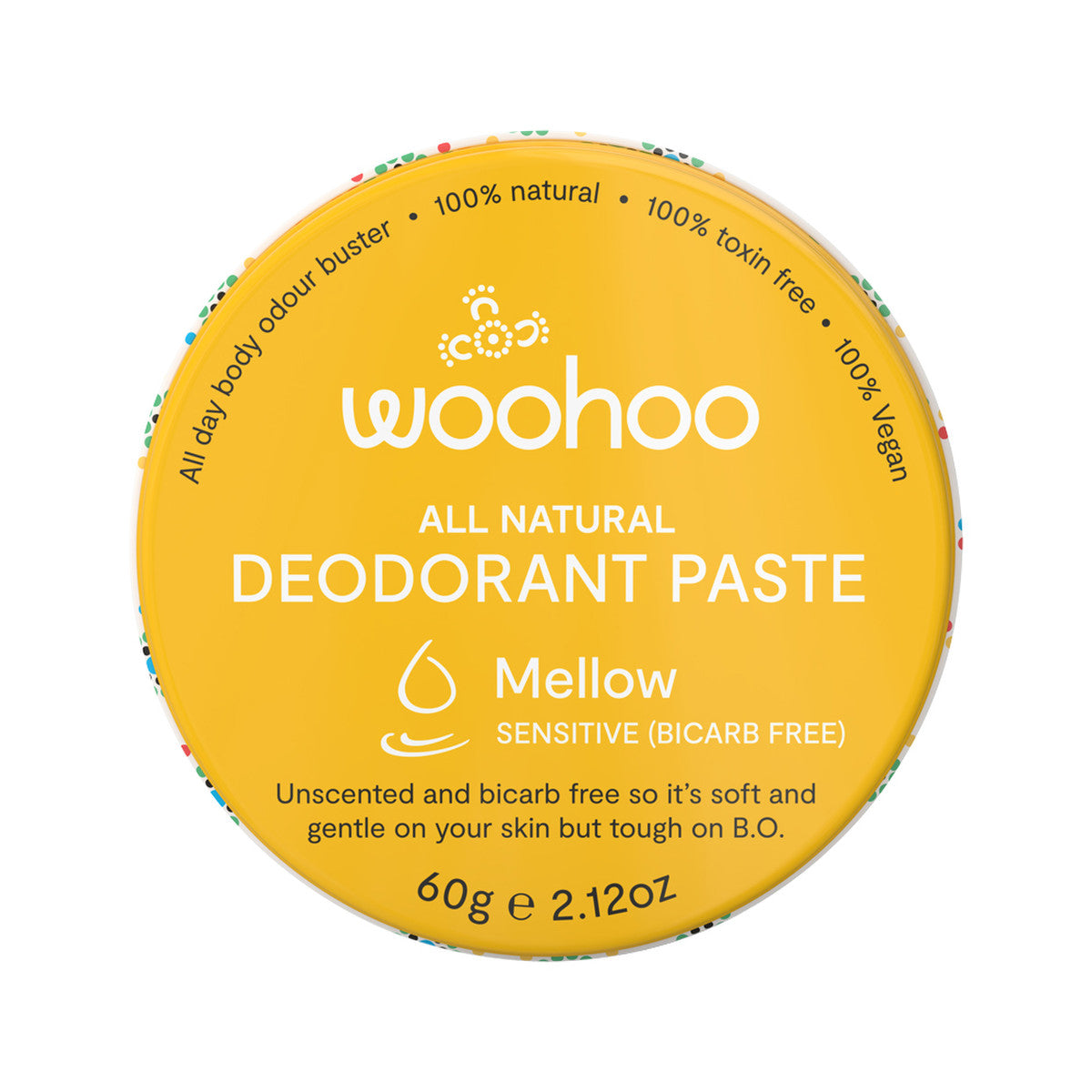 Woohoo Deodorant Paste Mellow (Sensitive) Tin 60g | made in Australia