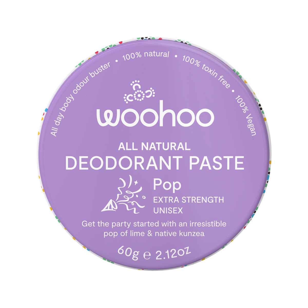 Woohoo Deodorant Paste Pop (Extra Strength) Tin 60g | made in Australia