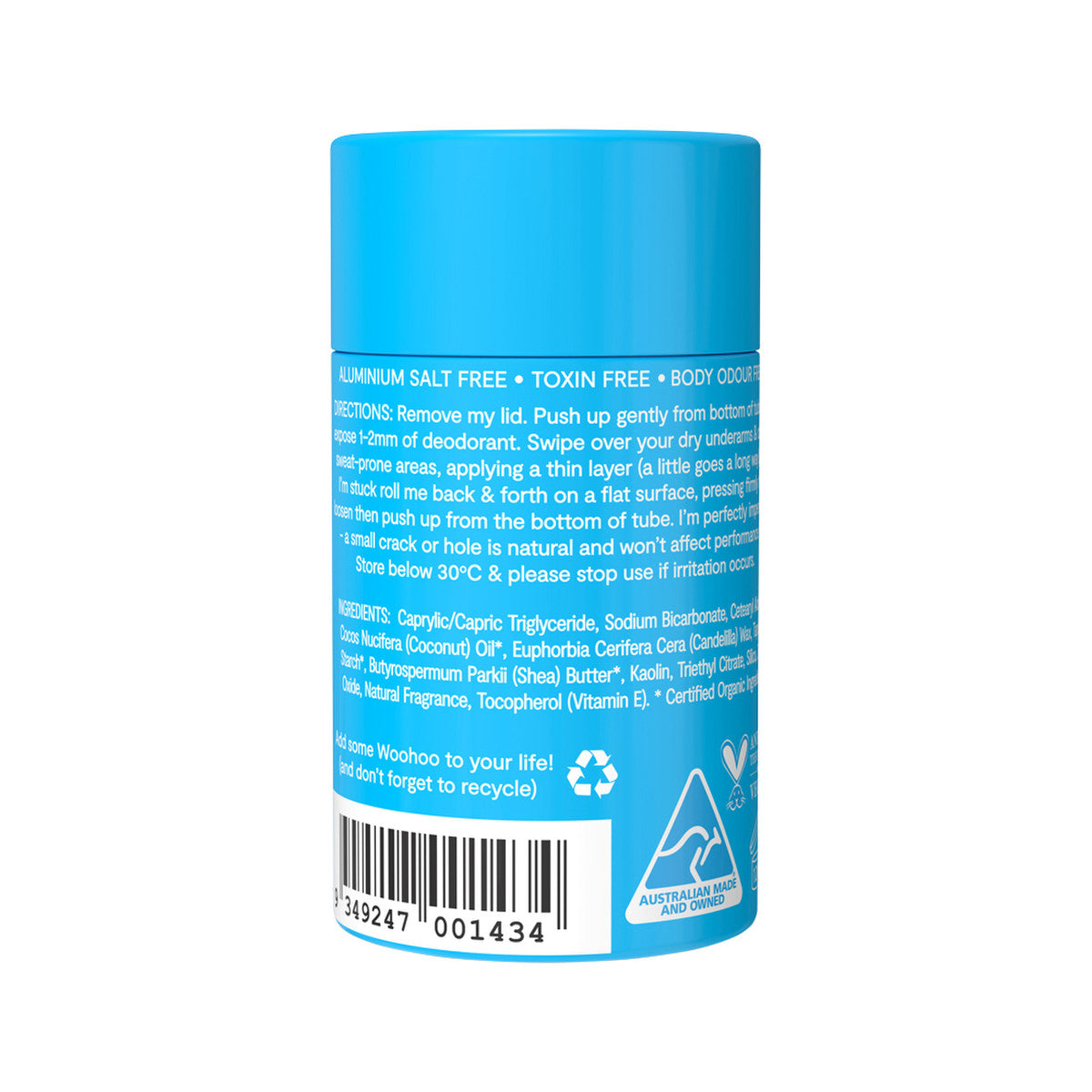 Woohoo Deodorant & Anti-Chafe Stick Surf 60g | made in Australia