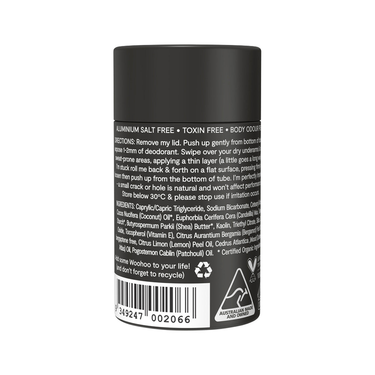 Woohoo Deodorant & Anti-Chafe Stick Tux (Extra Strength) 60g | made in Australia