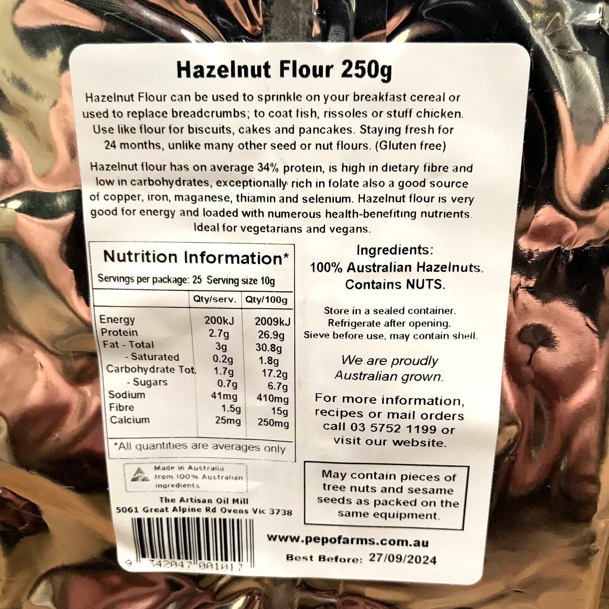 Hazelnut Flour - 100% Australian