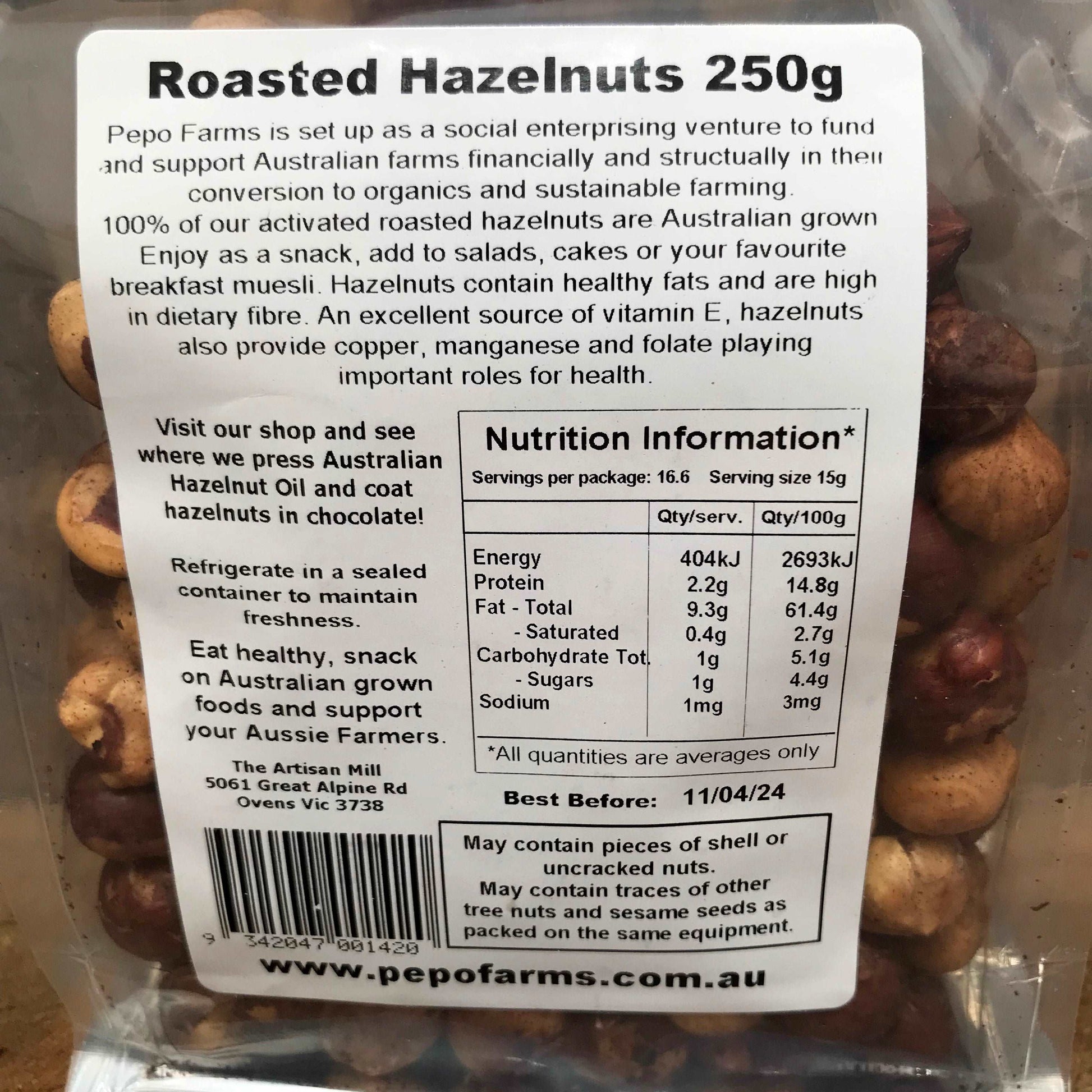 Hazelnuts Roasted - 100% Australian