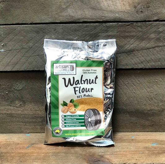 Walnut flour is the result of milling the oil press 'cake' after all the oil has been extracted from the nut.