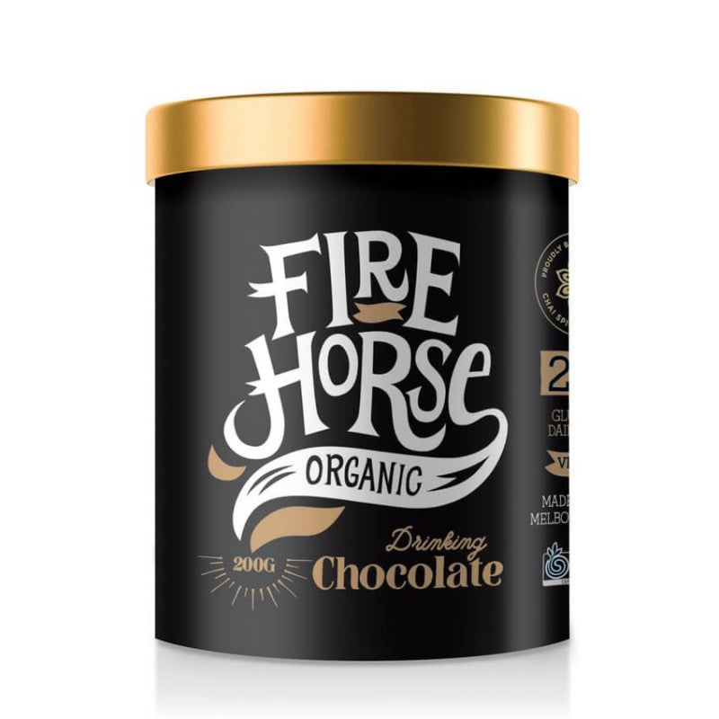 Firehorse Organic Drinking Chocolate  A wonderful cacao flavour that is 100% certified organic. All natural and authentic flavour, delicious and versatile; easy to prepare. 